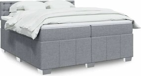 vidaXL Κρεβάτι Boxspring με Στρώμα Ανοιχτό Γκρι 200x200 εκ. Υφασμάτινο