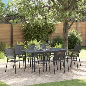 vidaXL Σετ Τραπεζαρίας Κήπου 9 pcs Μαύρο Μεγάλο Μέταλλο