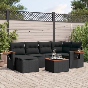 vidaXL Patio Sofa Set 7-θέσια Black