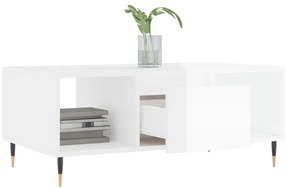 vidaXL Τραπεζάκι Σαλονιού Γυαλ. Λευκό 90x50x36,5 εκ. Επεξεργ. Ξύλο