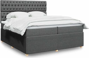 vidaXL Κρεβάτι Boxspring με Στρώμα Σκούρο Γκρι 200x200 εκ. Υφασμάτινο