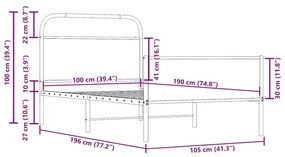 Πλαίσιο Κρεβατιού Χωρ. Στρώμα Sonoma Δρυς 100x190 εκ Επ. Ξύλο - Καφέ