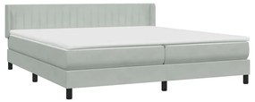 vidaXL Κρεβάτι Boxspring με Στρώμα Ανοιχτό Γκρι 180x210 εκ. Βελούδινο