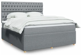 vidaXL Κρεβάτι Boxspring με Στρώμα Ανοιχτό Γκρι 180x200 εκ. Υφασμάτινο