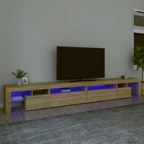vidaXL Έπιπλο Τηλεόρασης με LED Sonoma Δρυς 290x36,5x40 εκ.