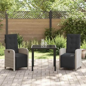 vidaXL Σέτ φαγητού για κήπο 3 pcs Ανοιχτό γκρι συνθετικό ρατάν