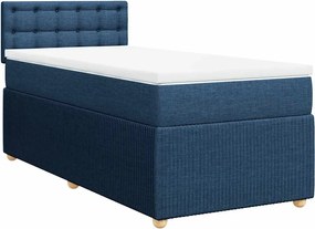 vidaXL Κρεβάτι Boxspring με Στρώμα Μπλε 100 x 200 εκ. Υφασμάτινο
