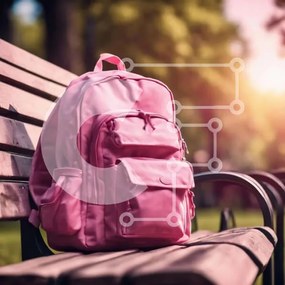 Intra Συλλεκτικό Ξύλινο Παζλ Plywood 4mm - Ροζ σακίδιο πλάτης σε εξωτερικό πάγκο Σε Ξύλινο Κουτί - Διαστάσεις: 10x10 cm – 25 κομμάτια