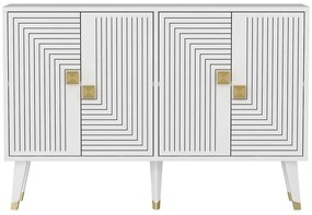 Μπουφές Ahart 327ODS1225 120x30x80cm White-Gold Μοριοσανίδα, Μελαμίνη