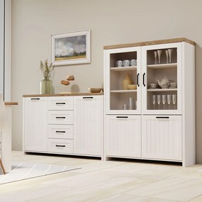 VERNE ΜΠΟΥΦΕΣ 147.9x37.2x91.8cm χρώμα Λευκό/Φυσικός Δρυς. TO-VERNEKOM2D4S