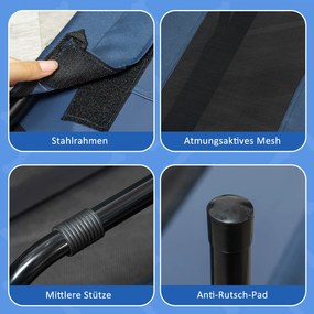 PawHut Κρεβάτι σκύλου, αναδιπλούμενο, κρεβάτι σκύλου εξωτερικού χώρου, υπερυψωμένο, 122 cm x 92 cm x 23 cm, μπλε + μαύρο