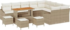 vidaXL Σετ Καναπέ Κήπου 13 τεμ. 8-Αριθμός καθισμάτων Μπεζ Πολυ ράταν