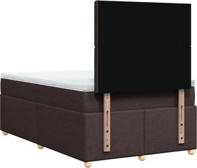 vidaXL Κρεβάτι Boxspring με Στρώμα Σκούρο Καφέ 120x190 εκ Υφασμάτινο