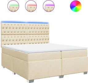 vidaXL Κρεβάτι Boxspring με Στρώμα Κρεμ 200x200 εκ. Υφασμάτινο