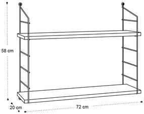 Ραφιέρα τοίχου Armoni Megapap χρώμα sacramento oak - καφέ μέταλλο 72x20x58εκ.