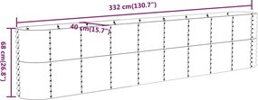 vidaXL Ζαρντινιέρα Γκρι 332x40x68 εκ. Γαλβανισμένος χάλυβας