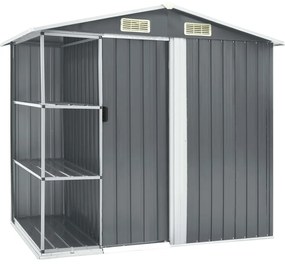 Αποθήκη Κήπου με Ράφια Γκρι 205 x 130 x 183 εκ. Σιδερένια