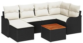 vidaXL Σετ Καναπέ Κήπου 7 pcs Μαύρο Πολυ ράταν