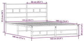 ΣΚΕΛΕΤΟΣ ΚΡΕΒ. ΧΩΡΙΣ ΣΤΡΩΜΑ SONOMA ΔΡΥΣ 135X190 ΕΚ. ΜΕΤΑΛΛΙΚΟ 4017271