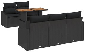 vidaXL Σετ Υπαίθριας Τραπεζαρίας με Μαξιλάρια Μαύρο Πολυ Ρατάν Ακακία