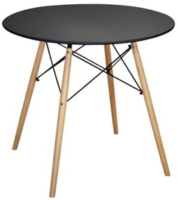 ΤΡΑΠΕΖΙ MINIMAL ΣΤΡΟΓΓΥΛΟ HM0059.02 MDF ΣΕ ΜΑΥΡΟ-ΠΟΔΙΑ ΟΞΙΑΣ ΦΥΣΙΚΟ Φ80Χ72Υεκ.