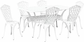 vidaXL Σέτ φαγητού για κήπο 7 pcs Λευκό Αλουμίνιο