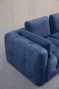 Corner Sofa Amaris 2 Seater With Pouffe - Navy Blue Navy Blue