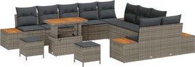 vidaXL Σετ Καναπέ Κήπου με μαξιλάρι 13 pcs Γκρι