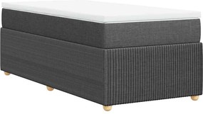 vidaXL Κρεβάτι Boxspring με Στρώμα Σκούρο Γκρι 100x200 εκ. Υφασμάτινο