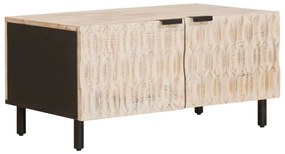 vidaXL Τραπεζάκι σαλονιού Λευκό 80 x 50 x 40 cm Στερεό ξύλο μάνγκο