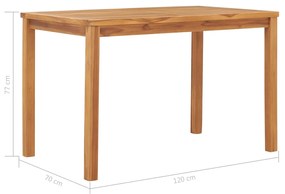 vidaXL Τραπεζαρία Κήπου 120 x 70 x 77 εκ. από Μασίφ Ξύλο Teak