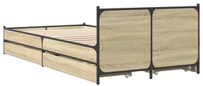 vidaXL Πλαίσιο Κρεβατιού με Συρτάρια Sonoma Δρυς 75x190 εκ. Επεξ. Ξύλο
