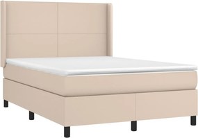 vidaXL Κρεβάτι Boxspring με Στρώμα Καπουτσίνο 140x200εκ.από Συνθ.Δέρμα