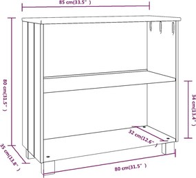 vidaXL Ντουλάπι HAMAR Λευκό 85 x 35 x 80 εκ. από Μασίφ Ξύλο Πεύκου