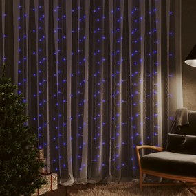 vidaXL Κουρτίνα LED Φωτάκια 300 LED Μπλε 3 x 3 μ. 8 Λειτουργίες