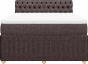 vidaXL Κρεβάτι Boxspring με Στρώμα Σκούρο Καφέ 140x200 εκ Υφασμάτινο