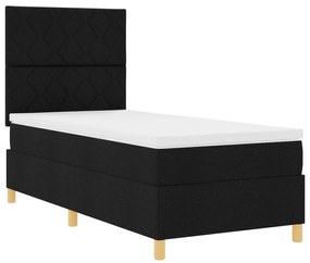 vidaXL Κρεβάτι Box Spring με στρώμα Μαύρο 100x200 εκ. Ύφασμα