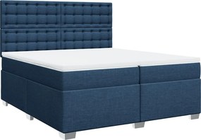 vidaXL Κρεβάτι Boxspring με Στρώμα Μπλε 200x200 εκ. Υφασμάτινο