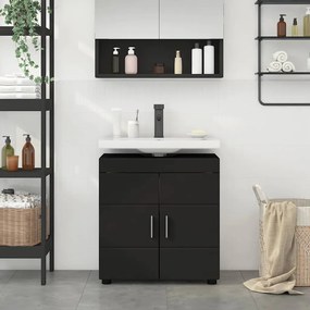 vidaXL Ντουλάπα νιπτήρα μπάνιου με αποθήκευση Μαύρο 60 x 34 x 63 εκ