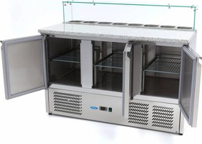 Pizza Prep Fridge - 137cm - 3 Doors - Fits 8 x 1/6 GN - incl Glass Cover