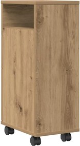 vidaXL Ντουλάπι Μπάνιου Στενό με Ροδάκια Αρτισιανή Δρυς Επεξ. Ξύλο