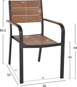 ΠΟΛΥΘΡΟΝΑ ΑΛΟΥΜΙΝΙΟΥ SAGA ΜΑΥΡΗ ΜΕ POLYWOOD HM5127.03 56x55x85,5Yεκ.