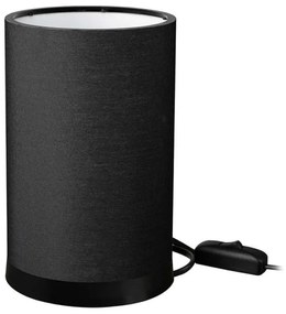 Φωτιστικό Επιτραπέζιο 14-0313 Tl-07/H-03 1/E27 Φ14x23,5cm Κυλινδρικό Αμπαζούρ Black Heronia Metal, Fabric