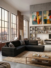 Γωνιακός καναπές Caza-Αριστερή-260φ 200β-Μαύρο