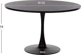 ΤΡΑΠΕΖΙ ΤΡΑΠΕΖΑΡΙΑΣ ROLLO HM9422.12 ΣΤΡΟΓΓΥΛΟ BLACK MARBLE Φ120x74Yεκ.