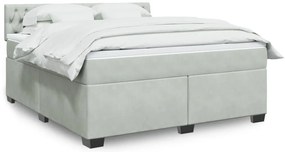 vidaXL Κρεβάτι Boxspring με Στρώμα Ανοιχτό Γκρι 180x200 εκ. Βελούδινο
