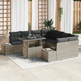 vidaXL Σετ Καναπέ Κήπου 9 pcs Μπεζ, Σκούρο Γκρι 100 x 55 x 73 εκ
