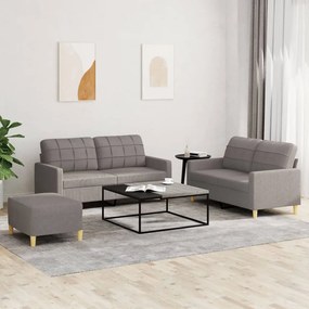Πολυθρόνες Σετ 3 Τεμαχίων Taupe από Ύφασμα με Μαξιλάρια