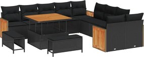 vidaXL Σετ Καναπέ Κήπου με μαξιλάρι 13 pcs Μαύρο