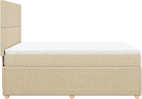 vidaXL Κρεβάτι Boxspring με Στρώμα Κρεμ 140x190 εκ. Υφασμάτινο